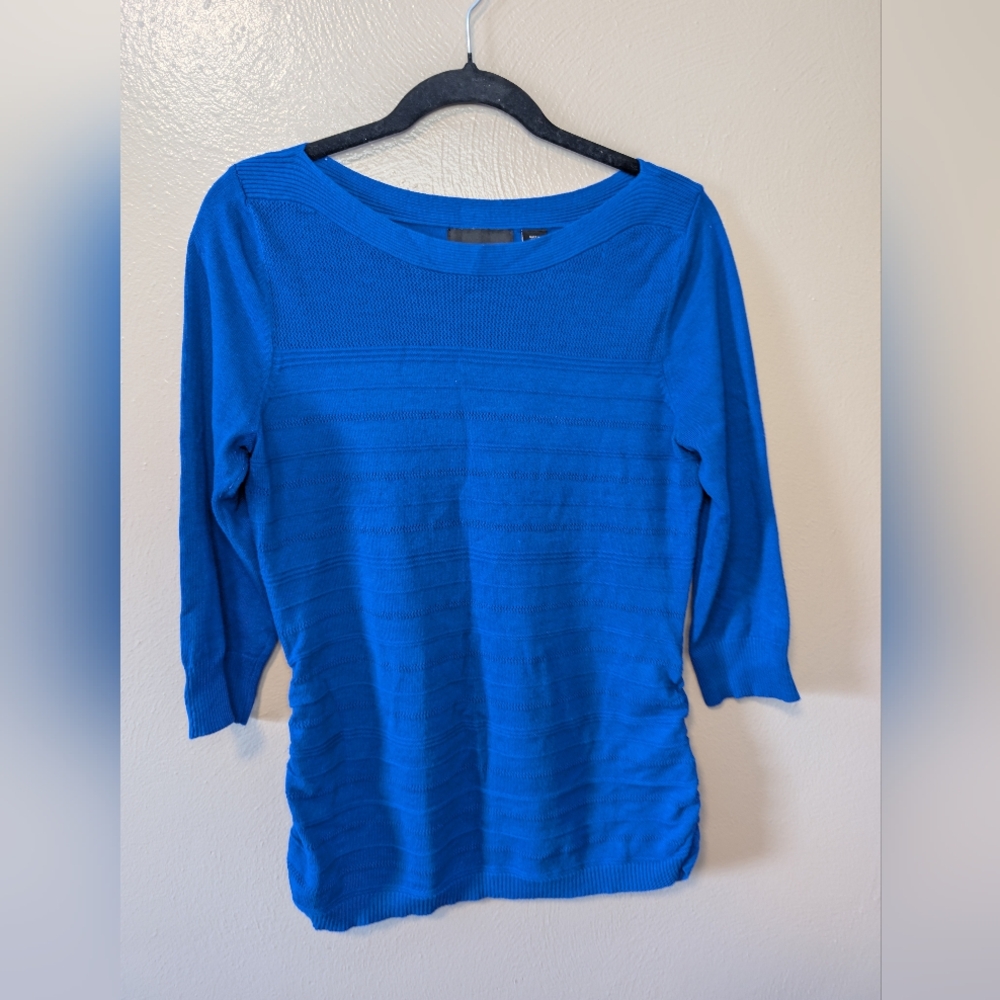 Sweater Blue Ribbed Crew Neck